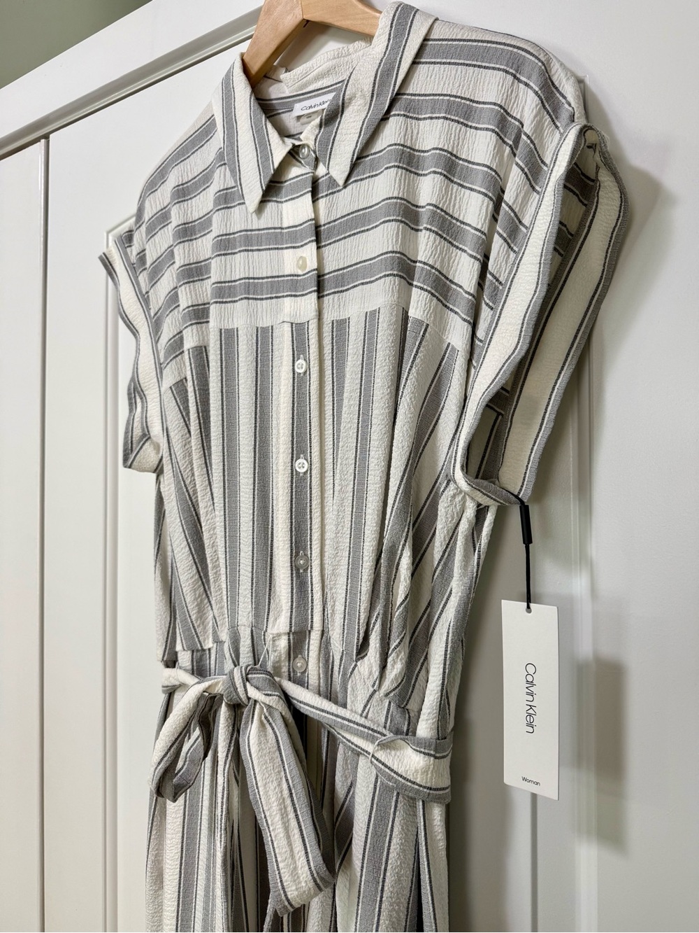 Calvin Klein Gauze Striped Maxi Shirtdress 18W - Picture 5 of 11